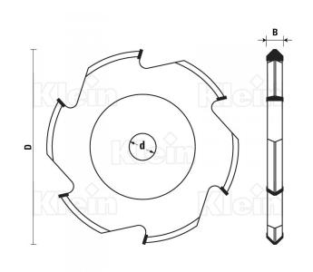 Klein profilfræser HM, radius 40, t/Alucobond, 219 mm - snitbredde 14 mm - centerhul 30 mm, Z8